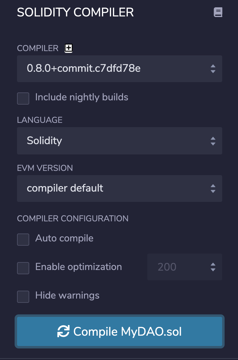 compiler settings