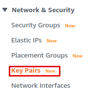 Select &quot;Key Pairs&quot; under the &quot;Network &amp; Security&quot; drop-down.