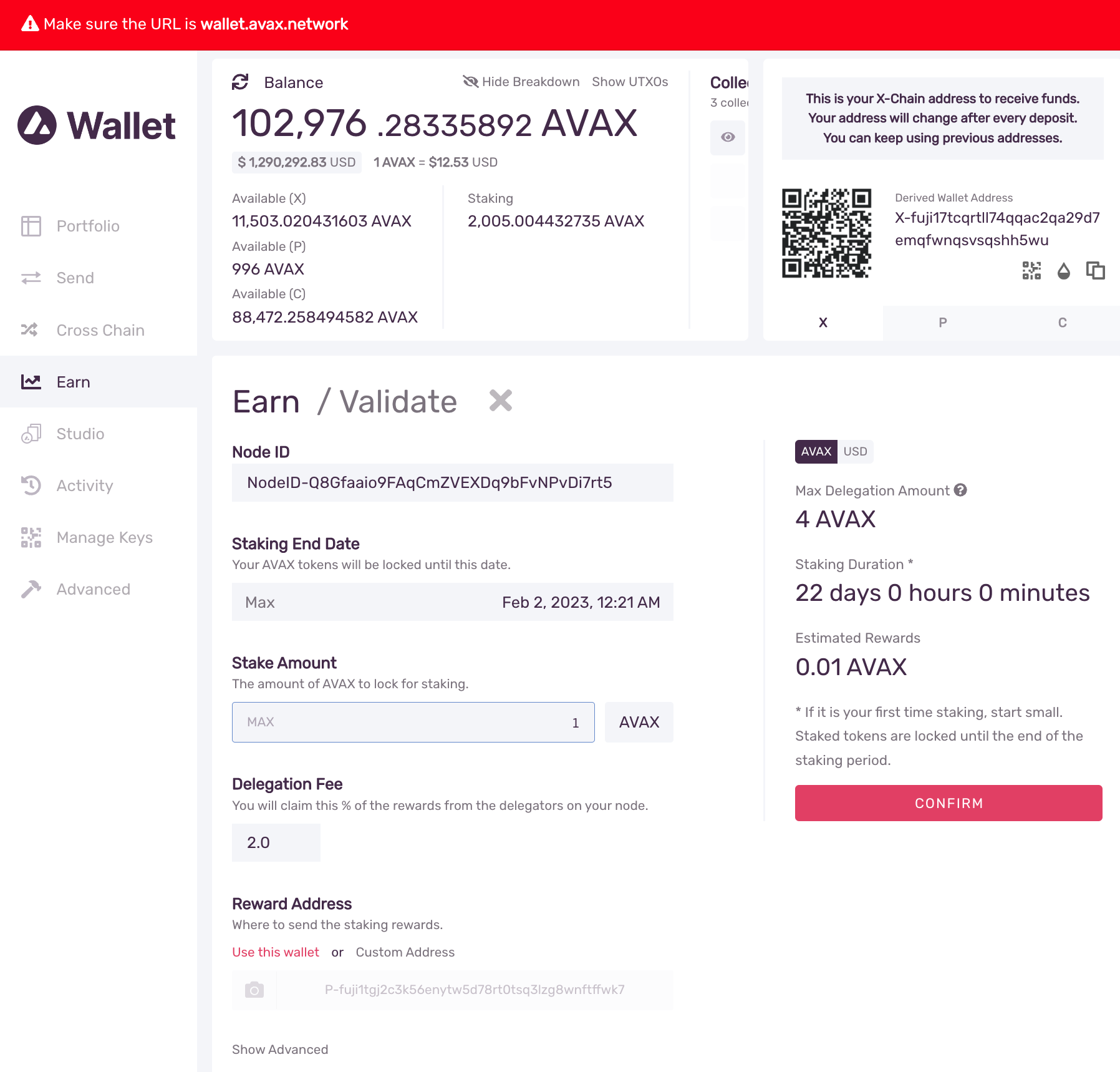 Avalanche Web Wallet